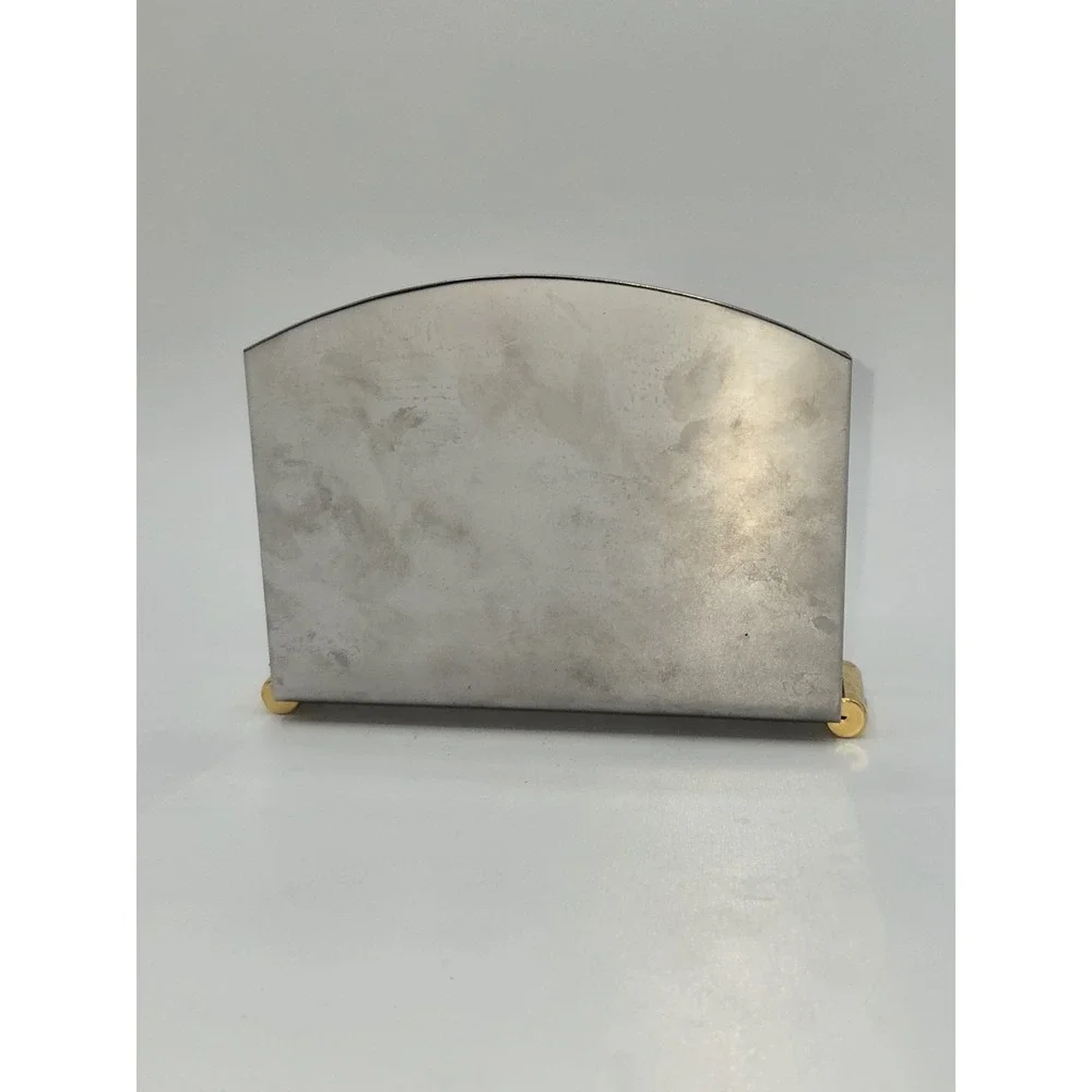 Vintage Stainless Steel Letter Holder 24K Gold Floral Desk‎ Organizer Mail Rack